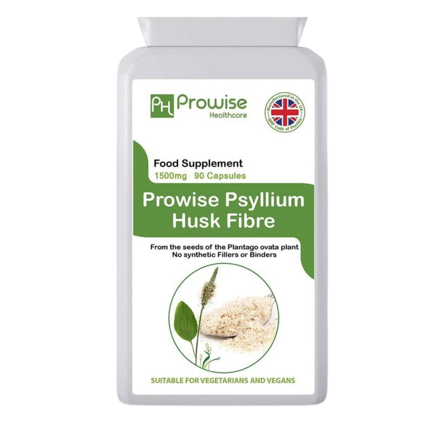 Prowise Psyllium Husks 750mg – 90 Vegan Capsules | Natural Fibre for Digestive & Gut Health