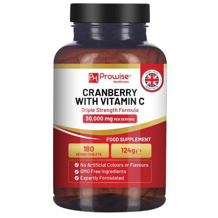High-Strength Cranberry Tablets – 30,000mg with 240mg Vitamin C | Urinary Tract & Immune Support