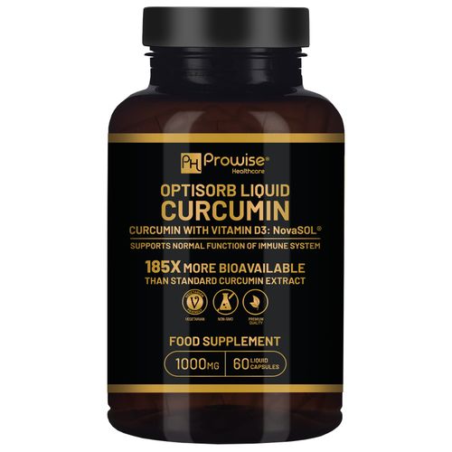 Prowise Optisorb Liquid Curcumin 185x with Vitamin D3 | 60 Liqcaps
