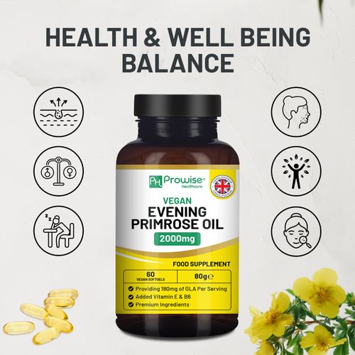 Prowise Vegan Evening Primrose Oil – 100% Plant-Based GLA for Hormonal Balance & Skin Health