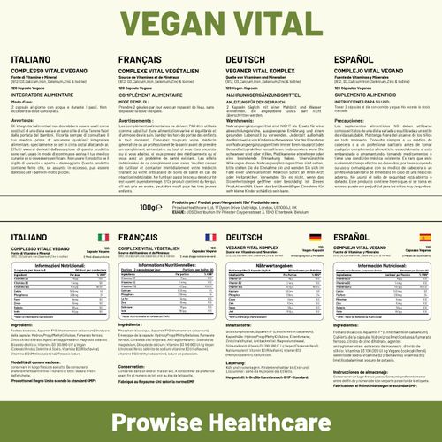 Prowise Vegan Vital Multivitamin & Mineral Complex – 120 Capsules - 2 Month Supply