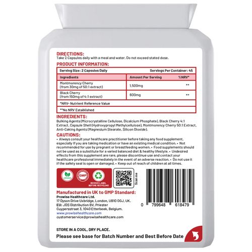 Prowise Montmorency Cherry Capsules | 2100mg Montmorency & 600mg Black Cherry