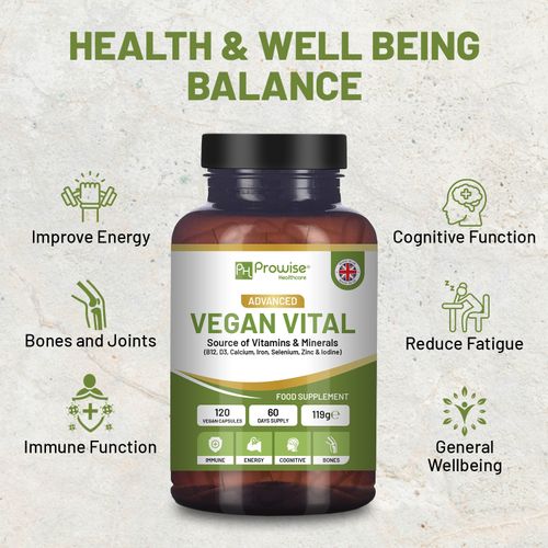 Prowise Vegan Vital Multivitamin & Mineral Complex – 120 Capsules - 2 Month Supply