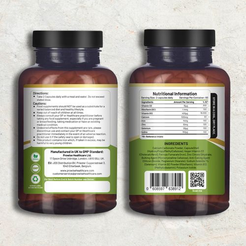 Prowise Vegan Vital Multivitamin & Mineral Complex – 120 Capsules - 2 Month Supply
