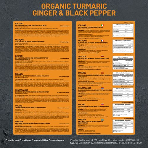Organic Turmeric Curcumin 670mg | Black Pepper & Ginger | Soil Association Certified | 120 Capsules