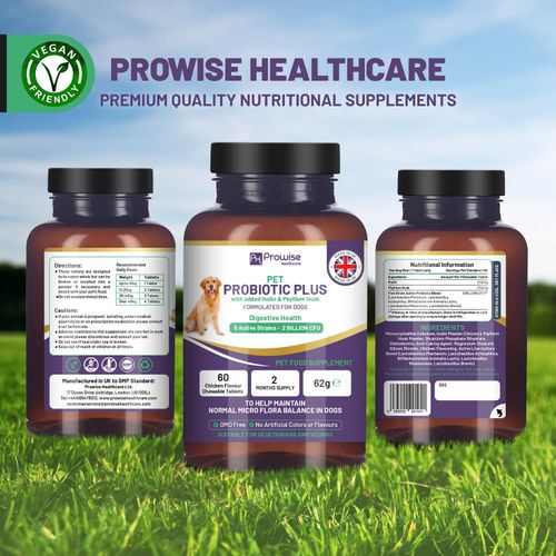 Prowise Pet Probiotic Plus with Inulin & Psyllium Husk | 60 Chewable Tablets