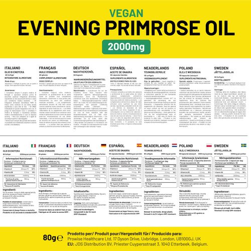 Prowise Vegan Evening Primrose Oil – 100% Plant-Based GLA for Hormonal Balance & Skin Health