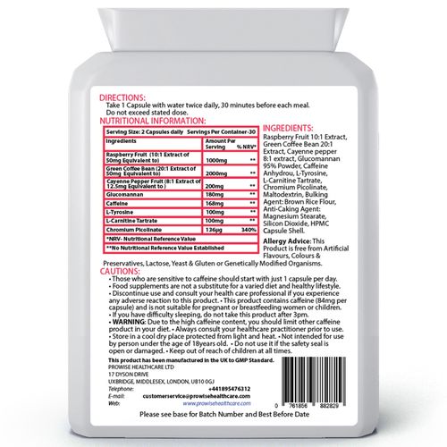 Prowise Glucomannan & Raspberry Complex – 60 Capsules | Natural Weight Management Support