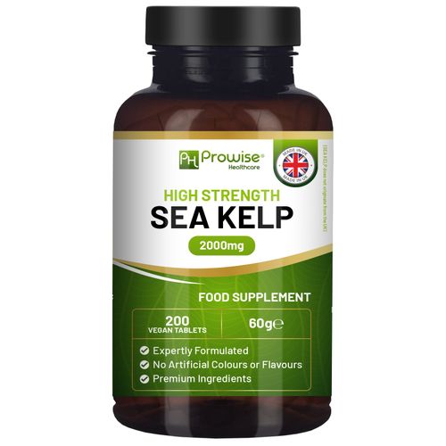 Sea Kelp 2000mg – 200 Vegan Tablets | Natural Iodine for Thyroid & Metabolism | UK-Made by Prowise