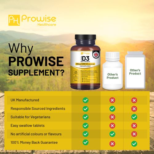 Prowise Vitamin D3 Vegetarian Tablets | Immune Support, Bone & Muscle Health
