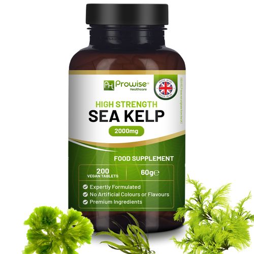 Sea Kelp 2000mg – 200 Vegan Tablets | Natural Iodine for Thyroid & Metabolism | UK-Made by Prowise