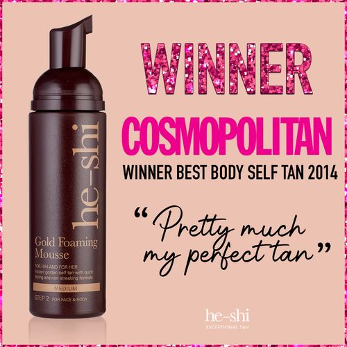 He-Shi Gold Foaming Mousse | Award-Winning, Streak-Free Medium Self-Tan