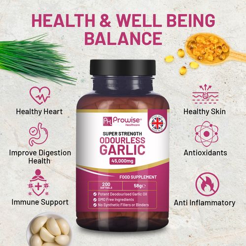 Prowise Super Strength Odourless Garlic | 45,000MG per Serving | 200 Softgels