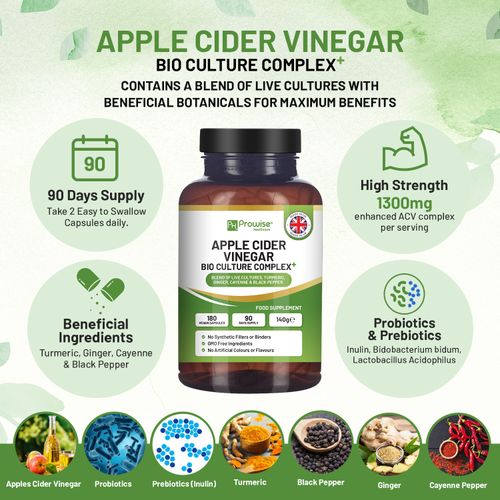 Apple Cider Vinegar Bio Culture Complex – High-Strength 1300mg | 3-Month Supply