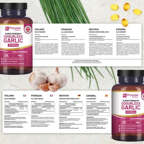 Prowise Super Strength Odourless Garlic | 45,000MG per Serving | 200 Softgels