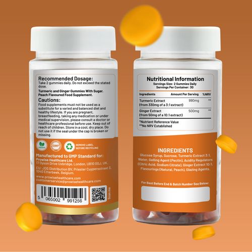 Turmeric Ginger Delight Gummies – 60 Vegan Gummies | Powerful Antioxidant Support