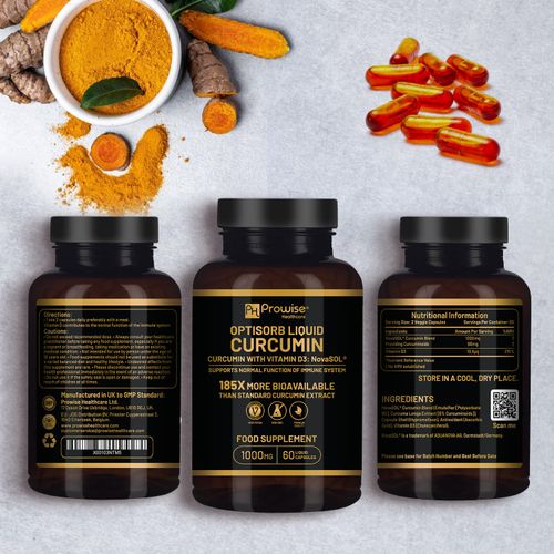 Prowise Optisorb Liquid Curcumin 185x with Vitamin D3 | 60 Liqcaps