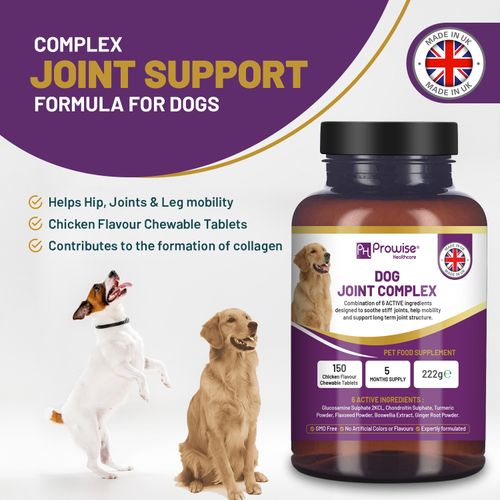 Dog Joint Support | 150 Chicken Chewable Tablets | 5-Month Supply | UK-Made by Prowise