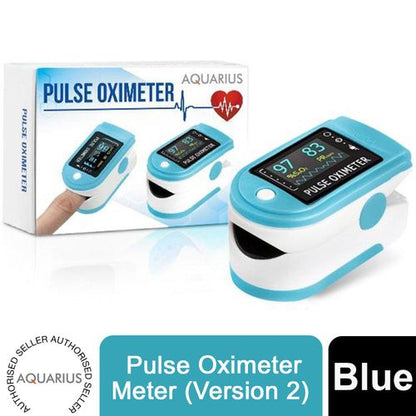 Aquarius Blue Finger Pulse Oximeter Version 2 - Oxygen Saturation Monitor with SpO2 Readings & Heart Rate Monitor, FDA Approved