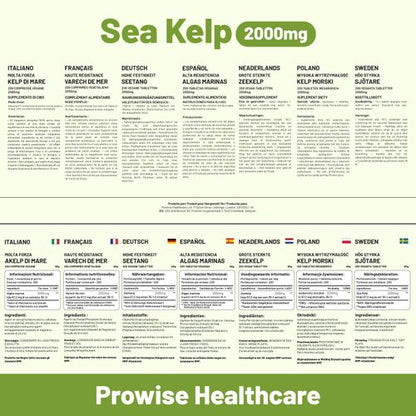 Sea Kelp 2000mg 200 Vegan Tablets | Natural Source of Iodine | Premium Ingredients | Proudly made in the UK by Prowise