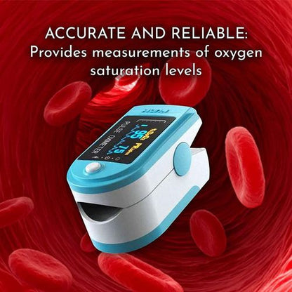 Aquarius Blue Finger Pulse Oximeter Version 2 - Oxygen Saturation Monitor with SpO2 Readings & Heart Rate Monitor, FDA Approved