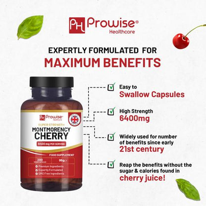 Prowise Super Strength Montmorency Cherry | 6400mg per Serving | 200 Vegan Capsules