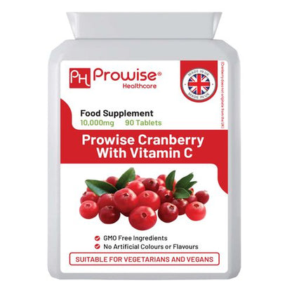 Prowise Cranberry 10,000mg with Vitamin C 80mg – 90 Tablets | High-Strength Urinary & Immune Support