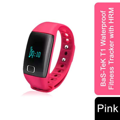 BaS-TeK T1 Waterproof Fitness Tracker with HRM – Pink